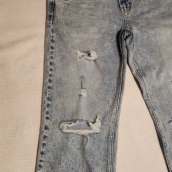 Gap light wash/acid wash distressed high-rise boho straight leg ankle  jeans - Picture 6 of 11